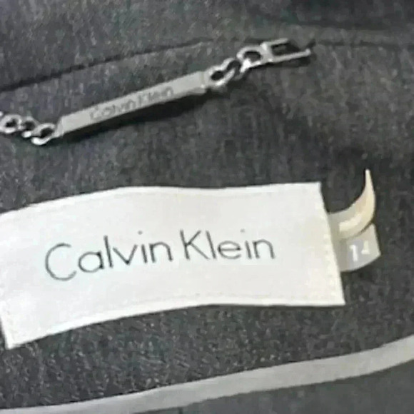 Calvin Klein Dark Gray Fully Lined Long Sleeve Suit Jacket Blazer Women’s Sz‎ 14 - Picture 11 of 11